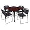 Regency Tables > Height Adjustable > Square Mobile Table & Chair Sets, 42 W, 42 L, 23-34 H, Mahogany TB4242MHAPCBK44BK - alternate 1